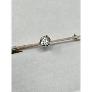 ​Antique 14k Gold ~0.83ct Old European Diamond Bar Pin 2g